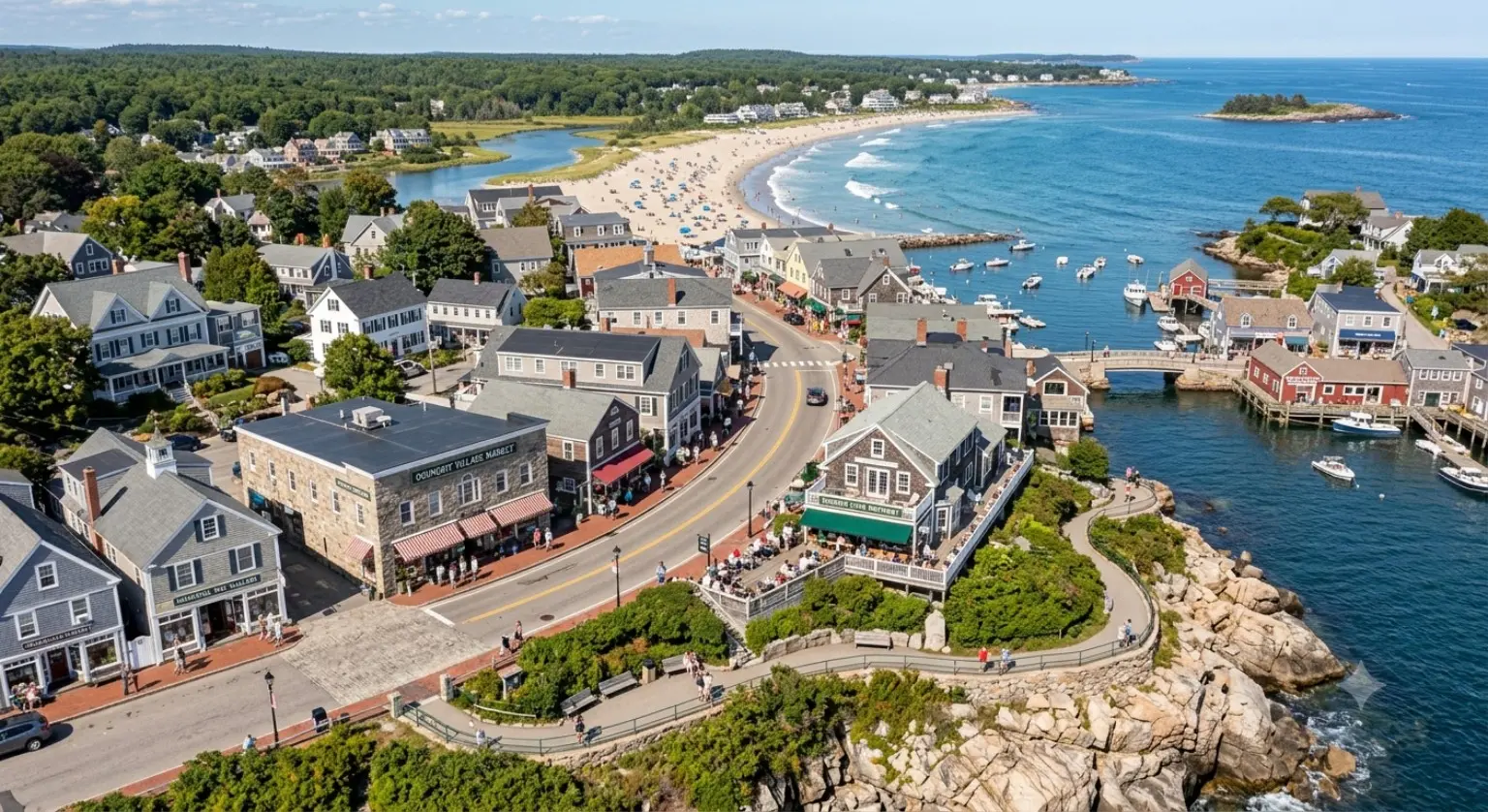 A Maine coastal village and its small-business district