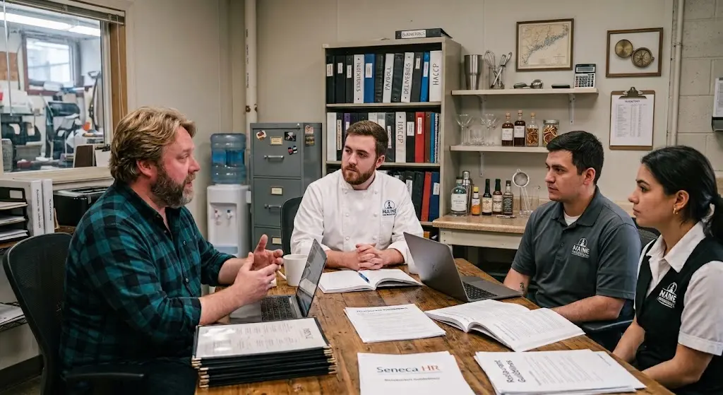 Ken Olson meeting with a Maine employer team